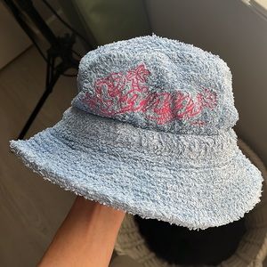 GANNI forever blue Terry cloth designer bucket hat small pink fashion y2k style